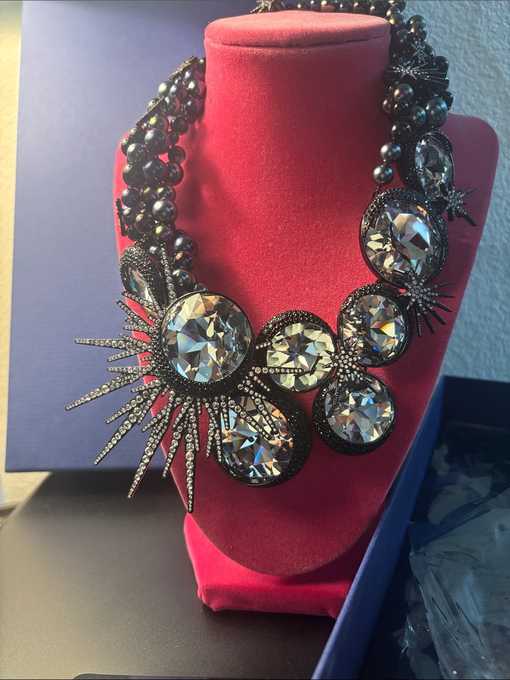 Swarovski Statement Black Crystal Spike Necklace - Women Jewelry